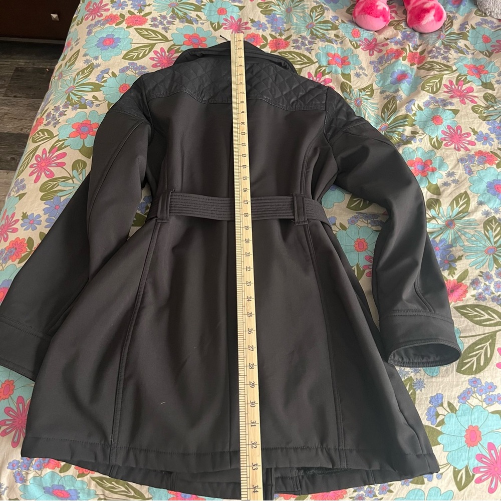 MICHAEL Michael Kors Black lined winter Trench Coat with Gold Accents - Picture 11 of 12